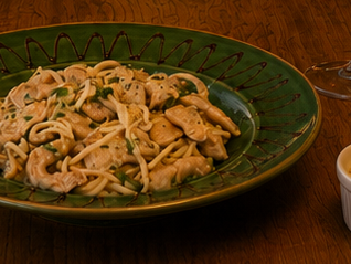 Creamy chicken pasta served at Gallio