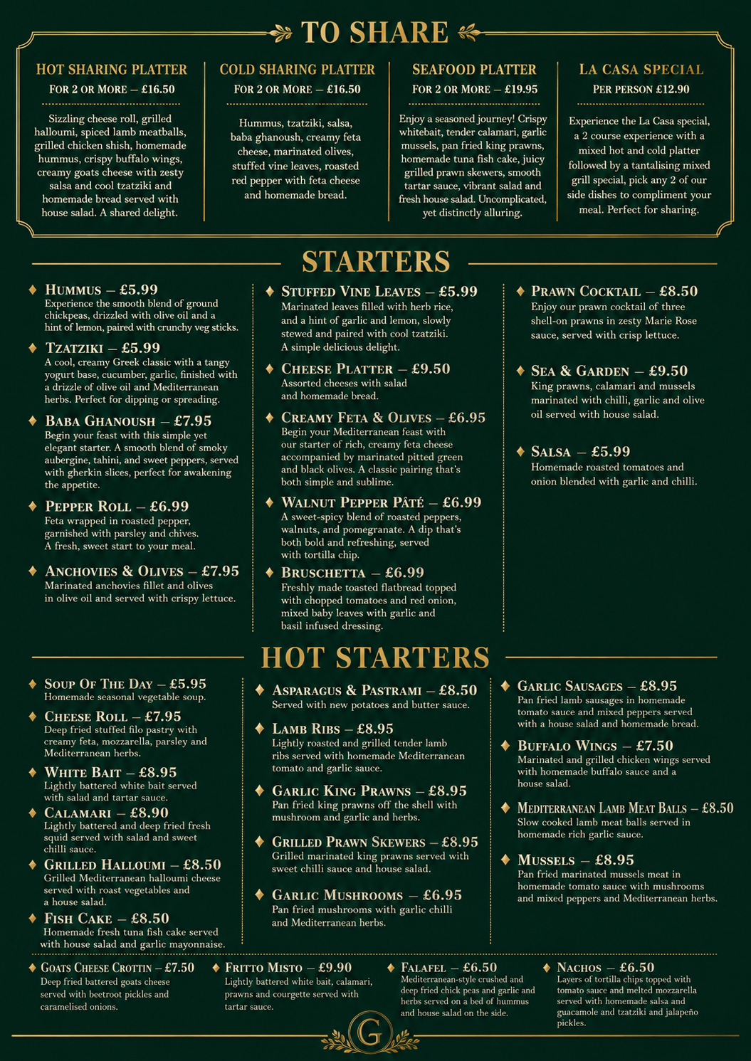 Evening Menu – Page 1