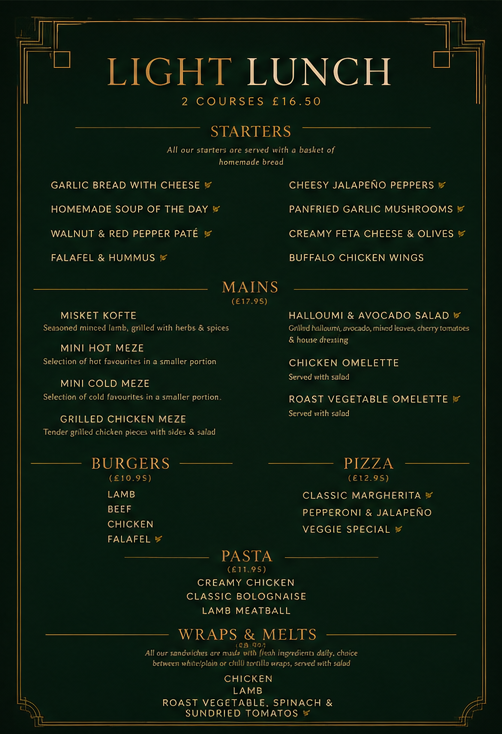 Light Lunch Menu