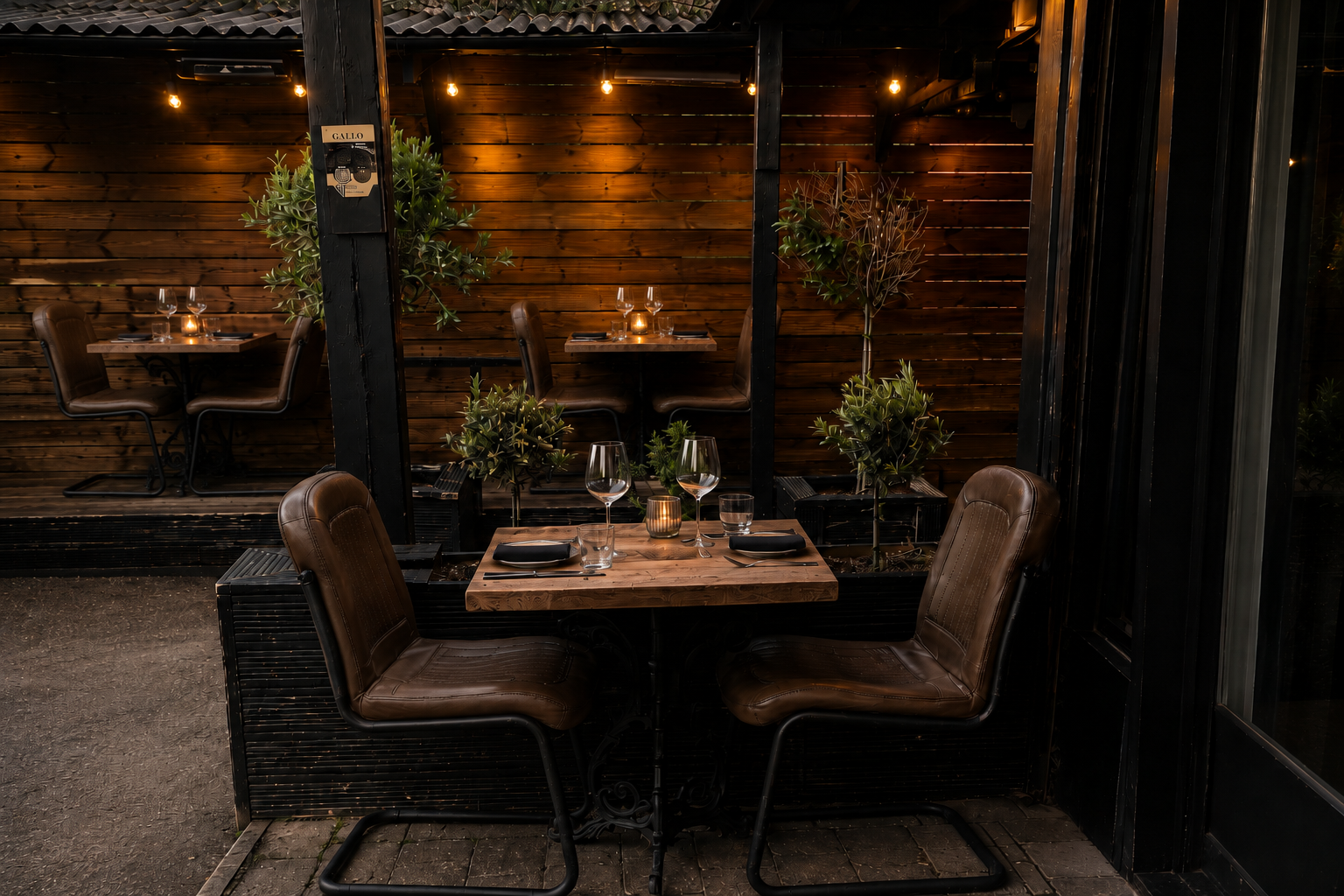 Intimate corner seating area with warm ambient lighting