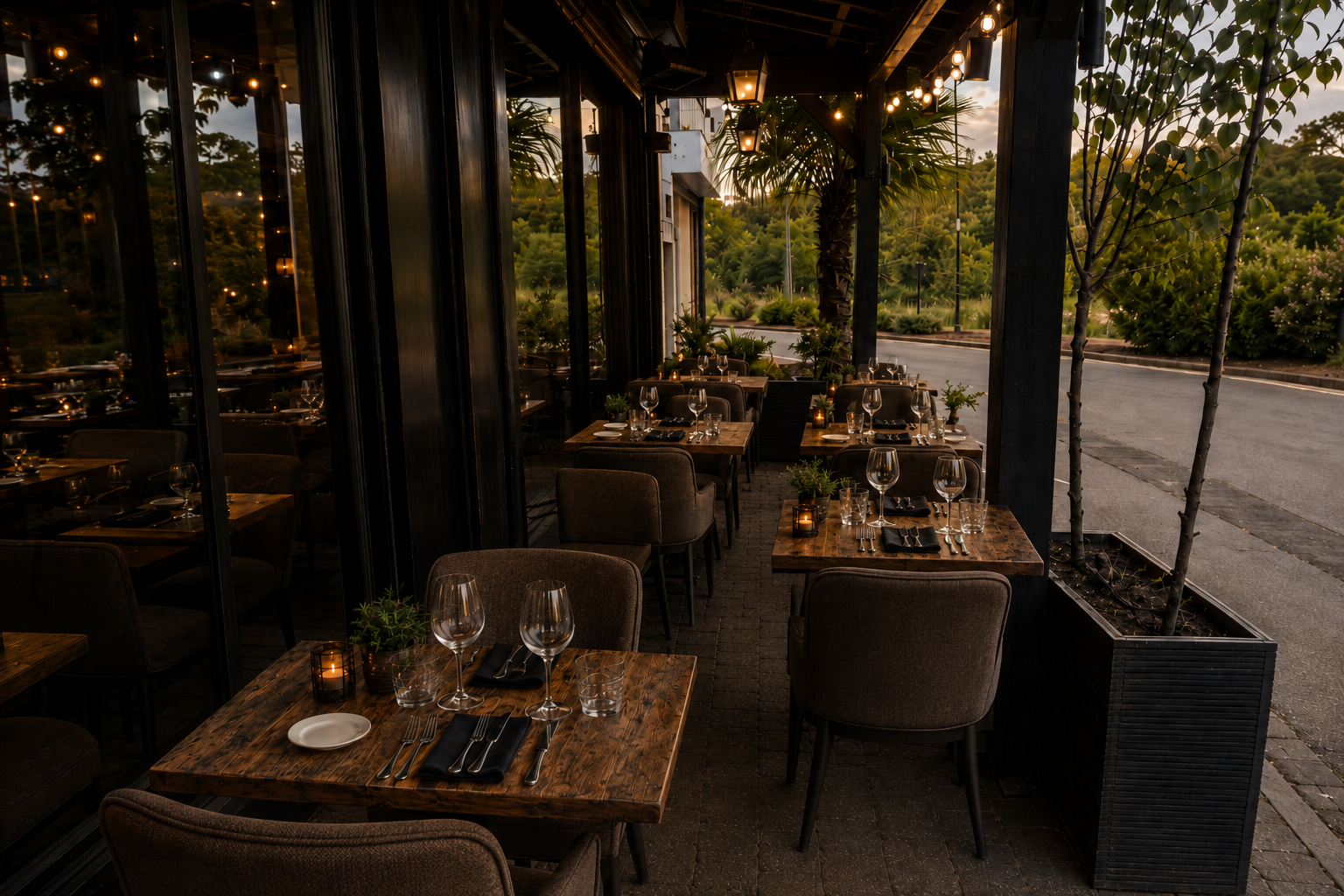 Window seating area with natural light and comfortable booth seating