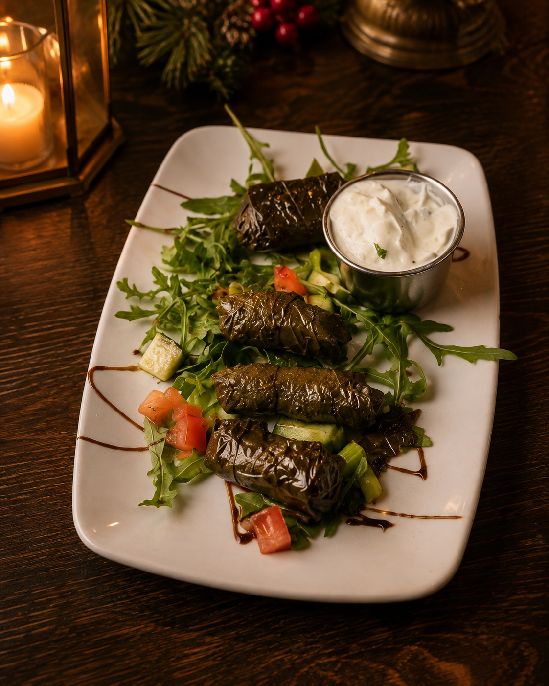 Stuffed vine leaves at Gallio