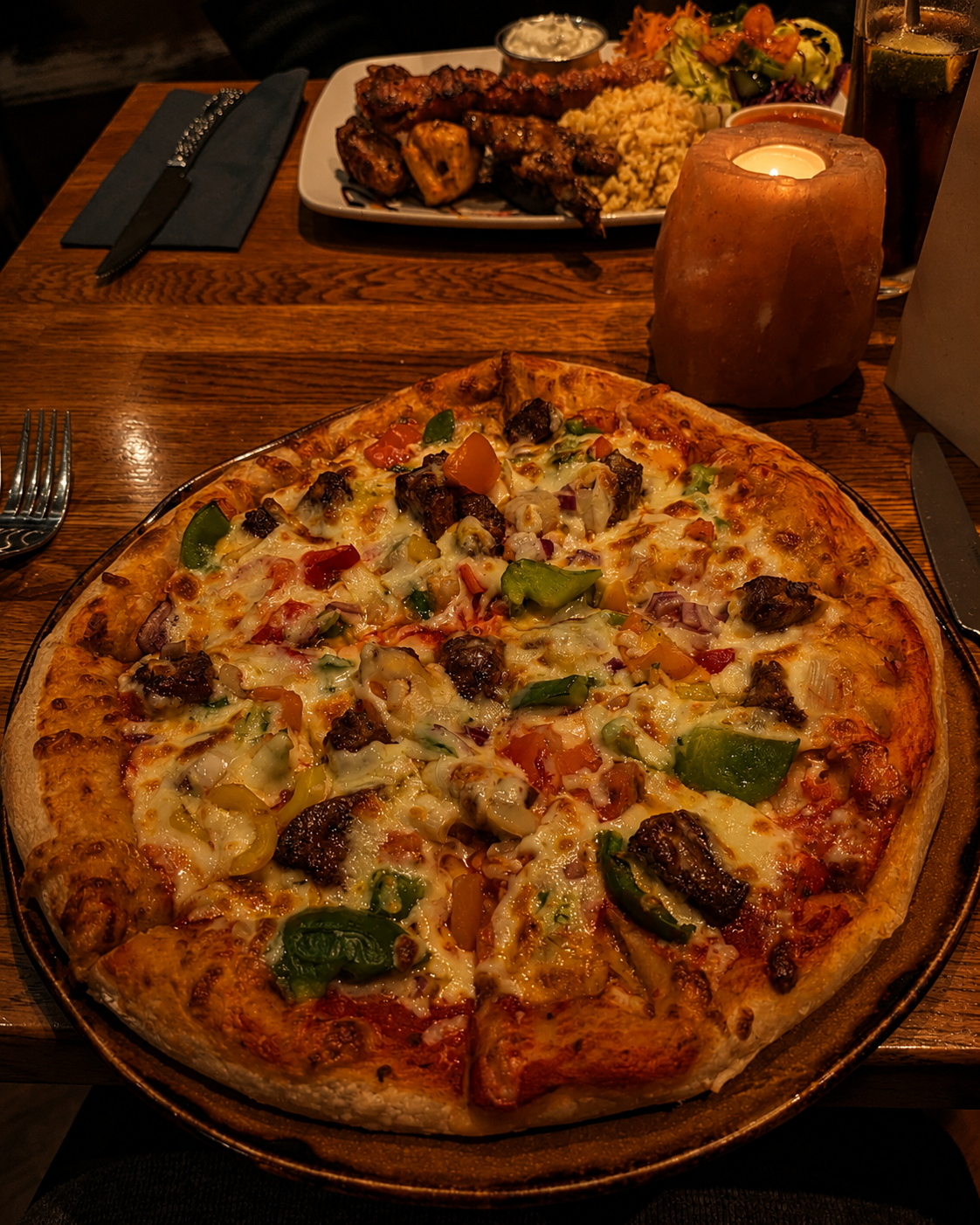 Gallio evening pizza and grill at the table