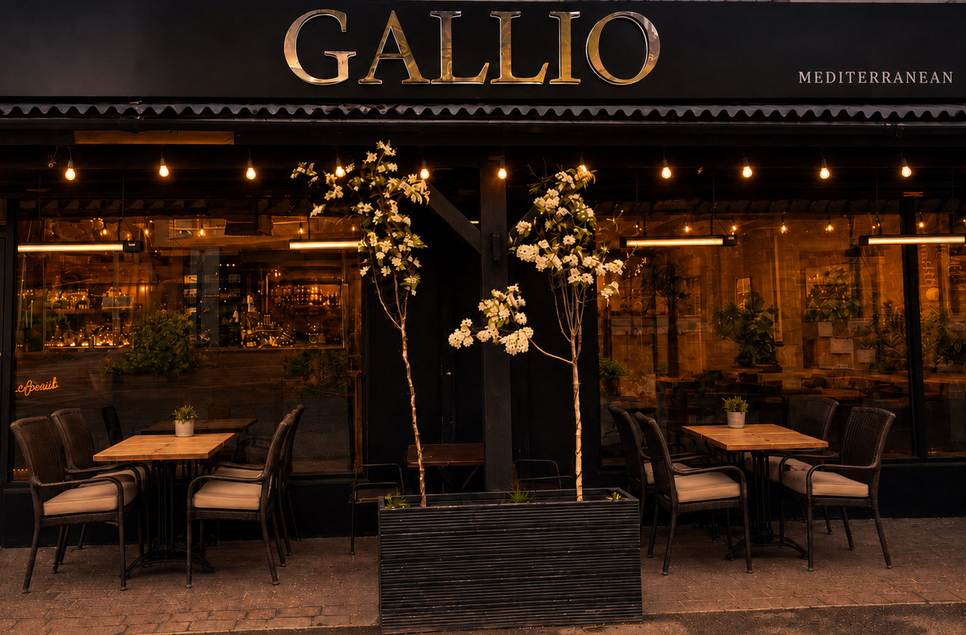 Gallio Leeds exterior storefront in the evening